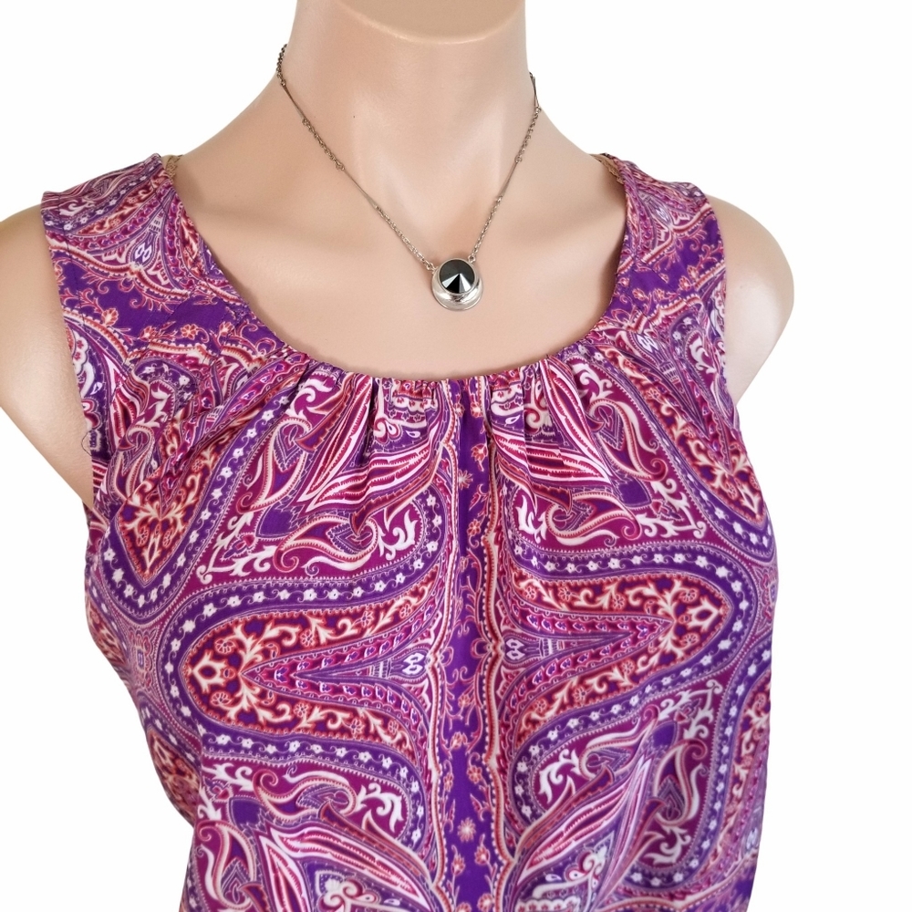 Chicos top $55 Retail, Pink satin sleeveless, sz Med/ Chicos sz 0, FINAL PRICE! - Picture 4 of 12